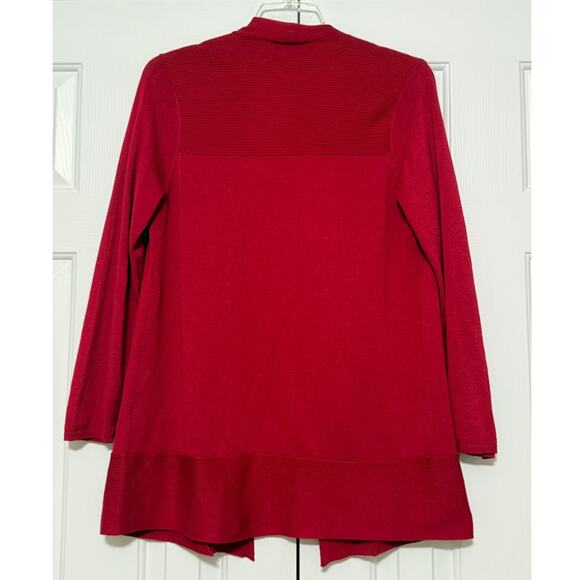 Chico's Red Open Front Cardigan, Size 1/ - Picture 2 of 6